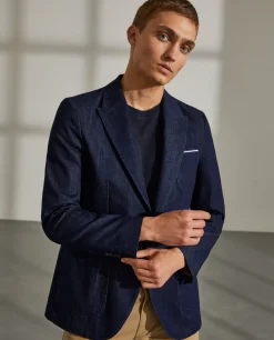 Blazer para homem slim fit denim com bolsos|LION OF PORCHES Clearance