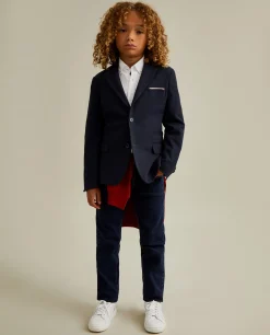 Blazer piqué com detalhes em vermelho|LION OF PORCHES Store