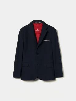 Blazer piqué com detalhes em vermelho|LION OF PORCHES Store