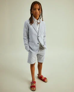 Blazer às riscas de popelina|LION OF PORCHES Store