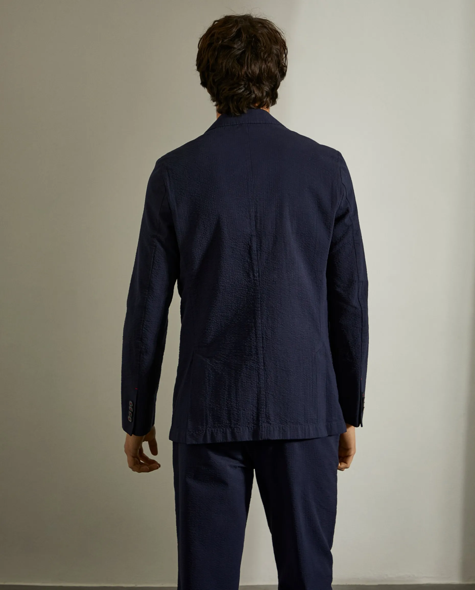 Blazer slim fit com textura de riscas seersucker|LION OF PORCHES Hot