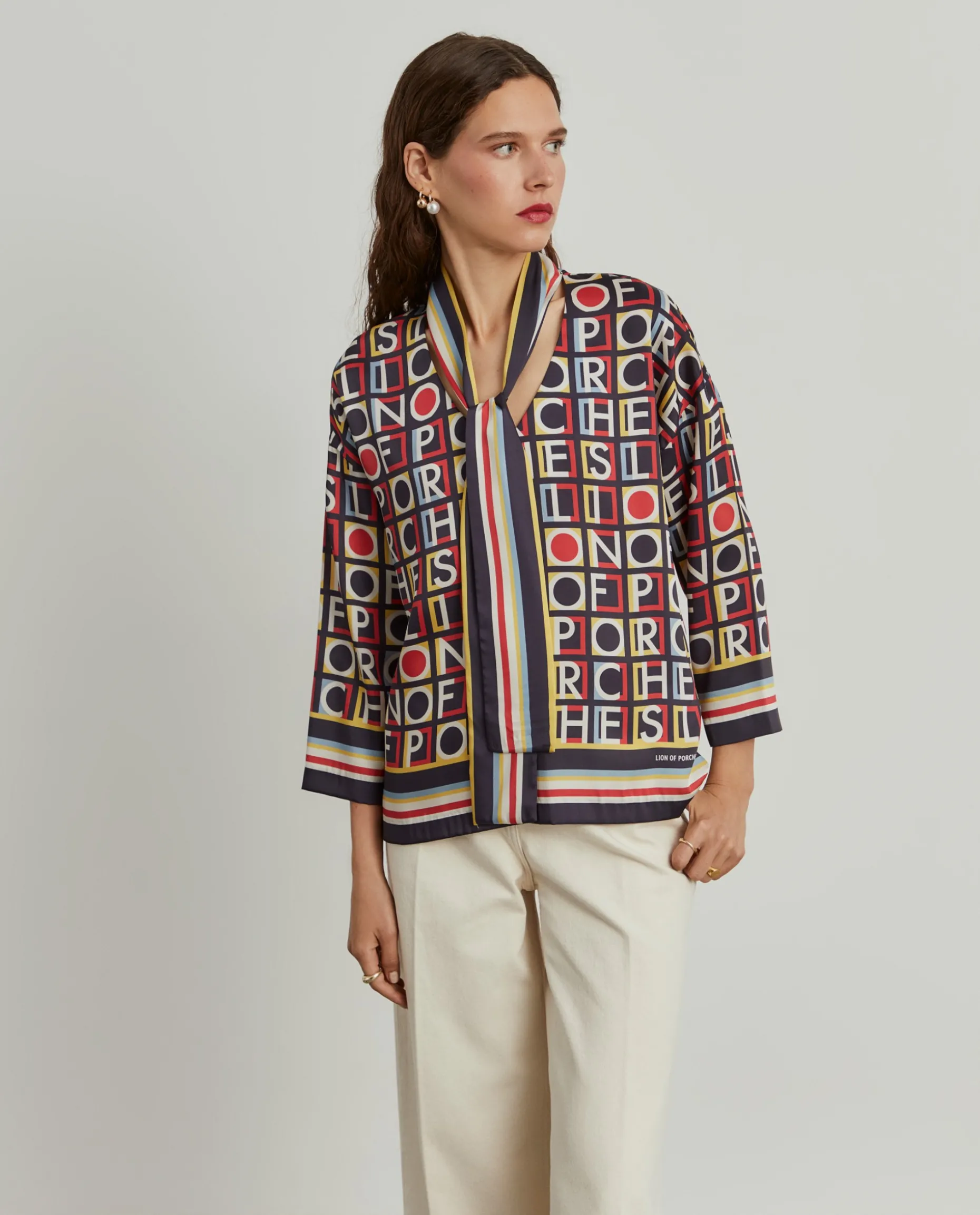 Blusa com estampado e laçada|LION OF PORCHES Sale