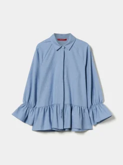 Blusa de manga comprida com folhos|LION OF PORCHES Store