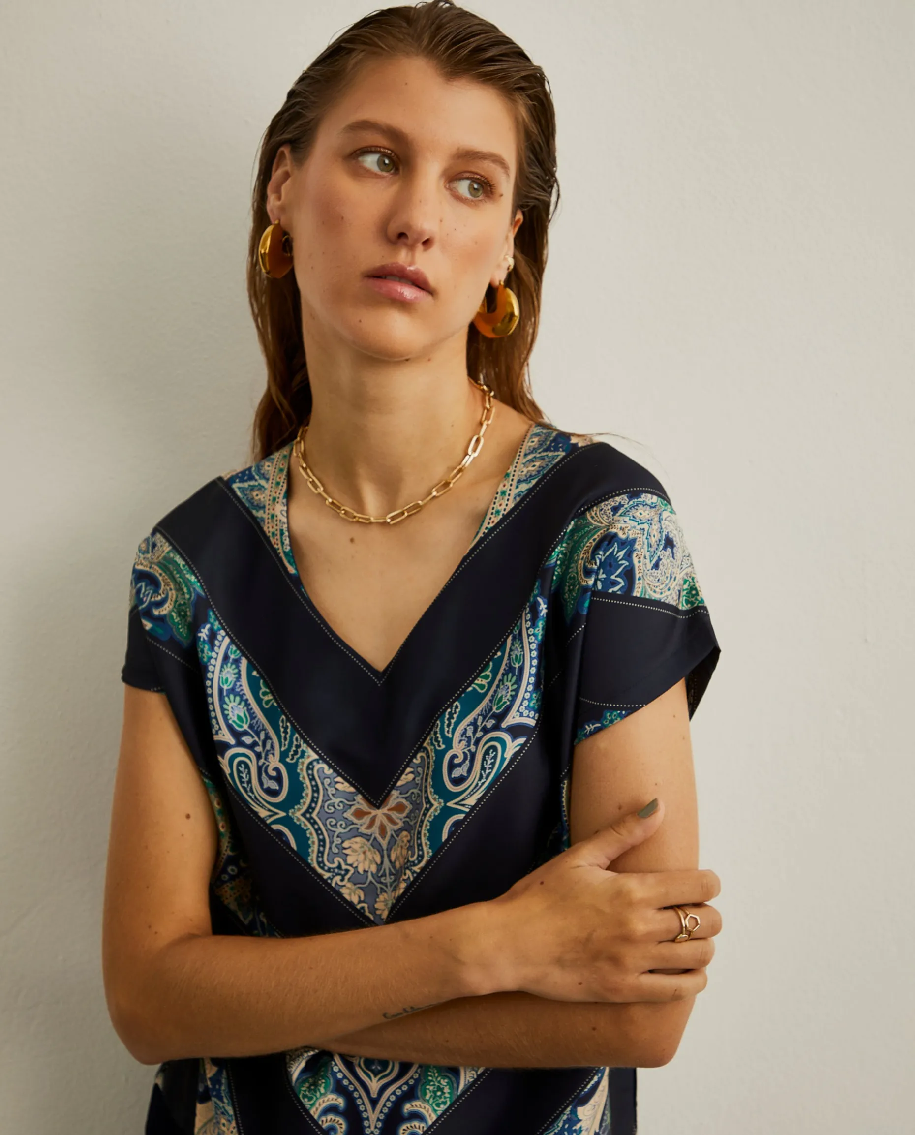 Blusa de manga curta com estampado|LION OF PORCHES New