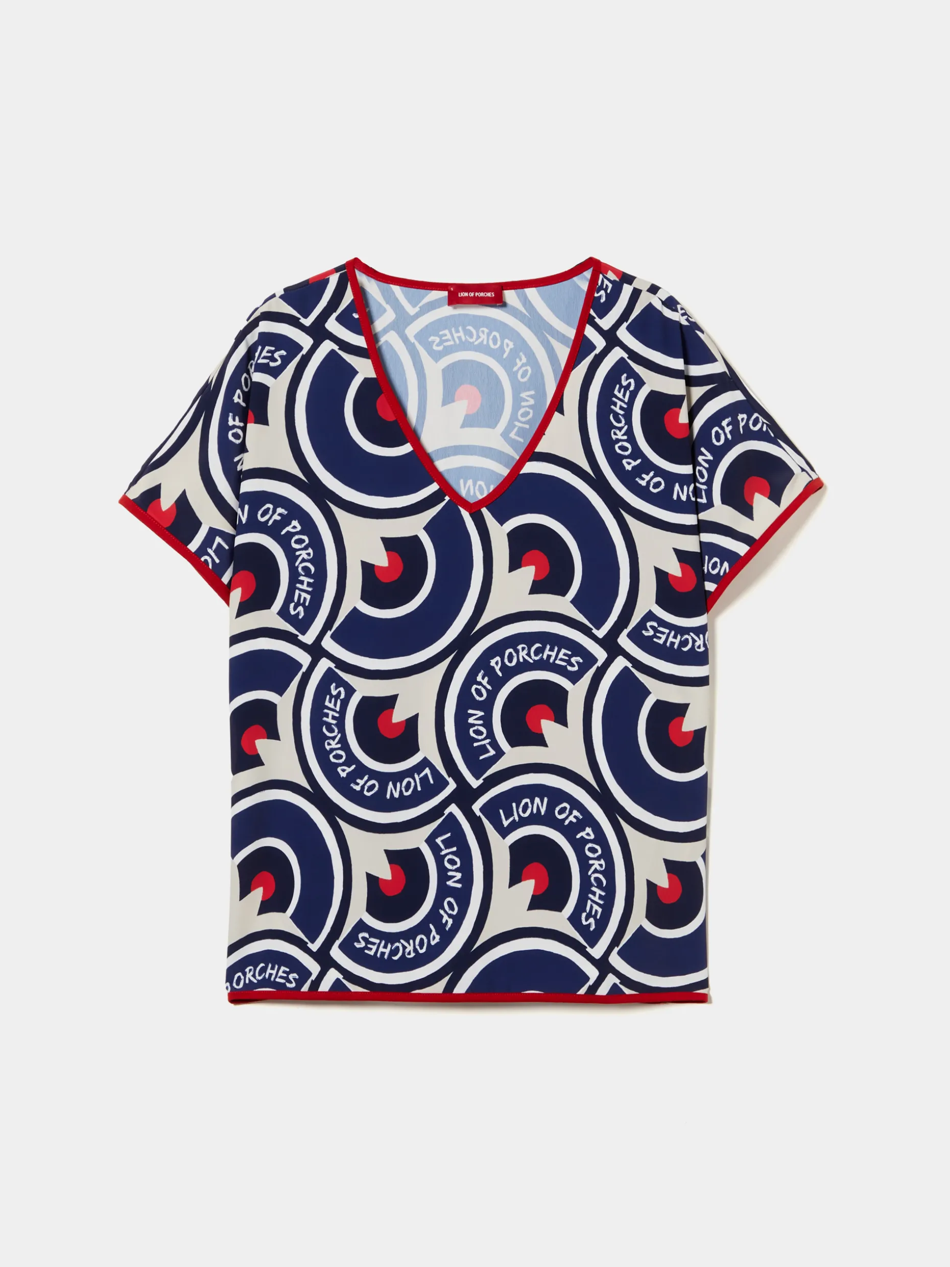 Blusa decote em V com padrão geométrico|LION OF PORCHES Sale
