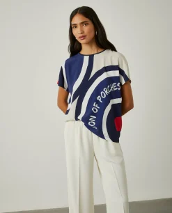 Blusa decote redondo com padrão geométrico|LION OF PORCHES Cheap
