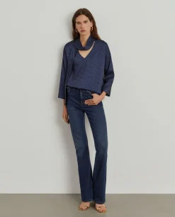 Blusa estampada com laçada|LION OF PORCHES Flash Sale