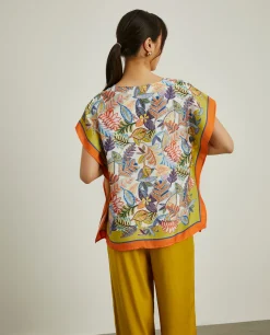 Blusa estilo poncho com padrão tropical|LION OF PORCHES Outlet