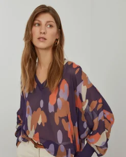 Blusa fluida estampada semi-transparente|LION OF PORCHES Best
