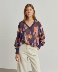 Blusa fluida estampada semi-transparente|LION OF PORCHES Best