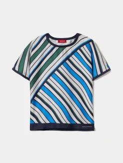 Blusa manga curta com padrão de riscas|LION OF PORCHES Discount
