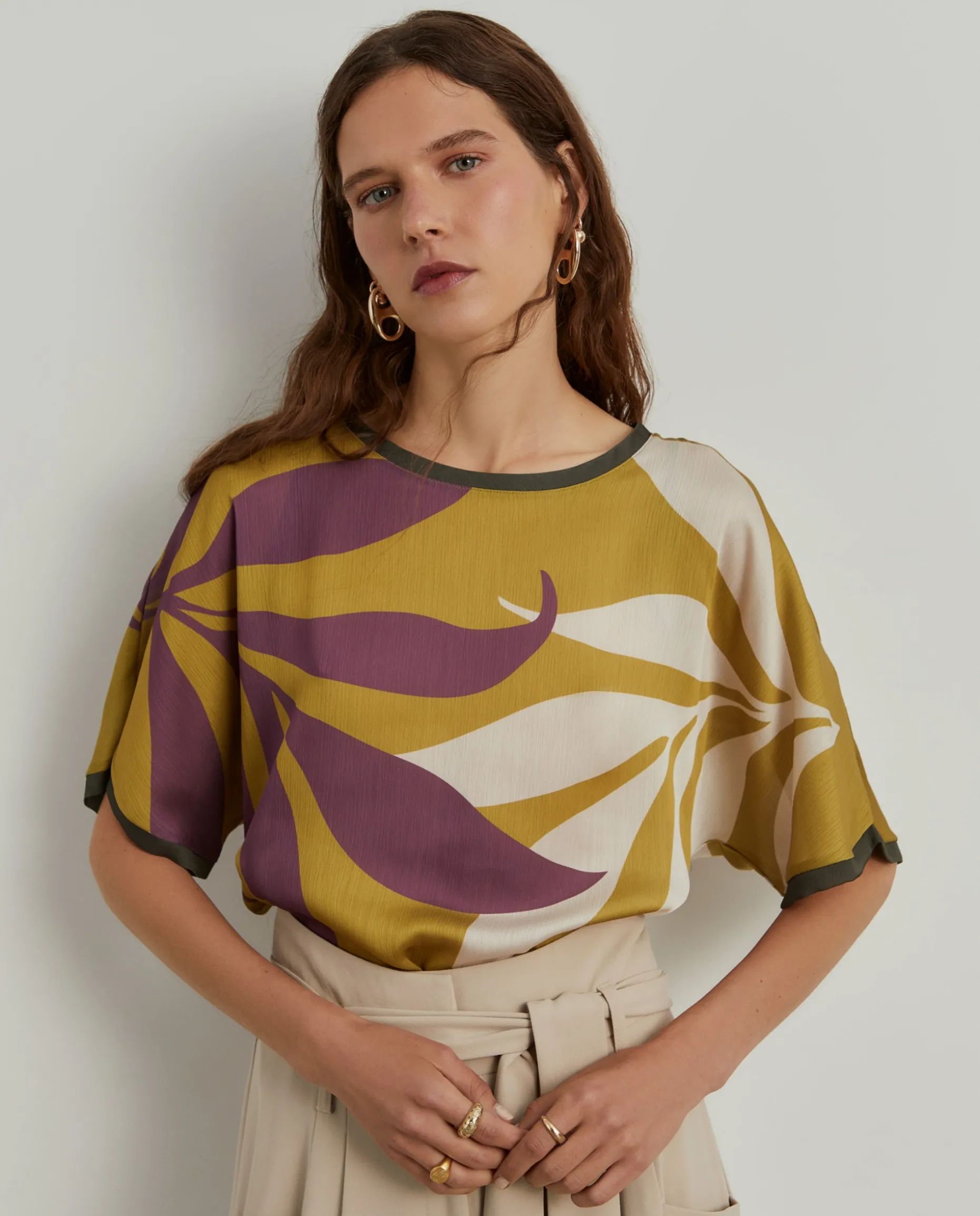 Blusa manga curta estampada|LION OF PORCHES Cheap