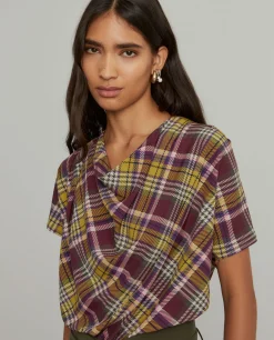 Blusa manga curta tartan|LION OF PORCHES Clearance