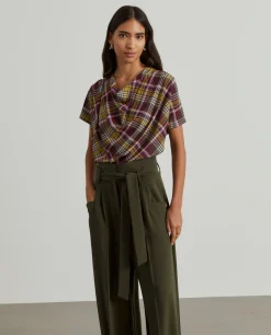 Blusa manga curta tartan|LION OF PORCHES Clearance