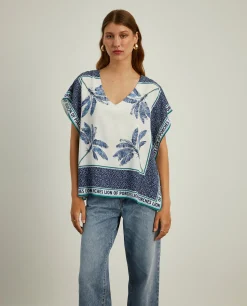 Blusa poncho com estampado|LION OF PORCHES Flash Sale