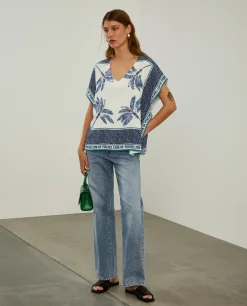 Blusa poncho com estampado|LION OF PORCHES Flash Sale