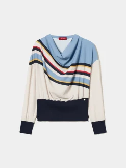 Blusa às riscas com drapeado|LION OF PORCHES Outlet