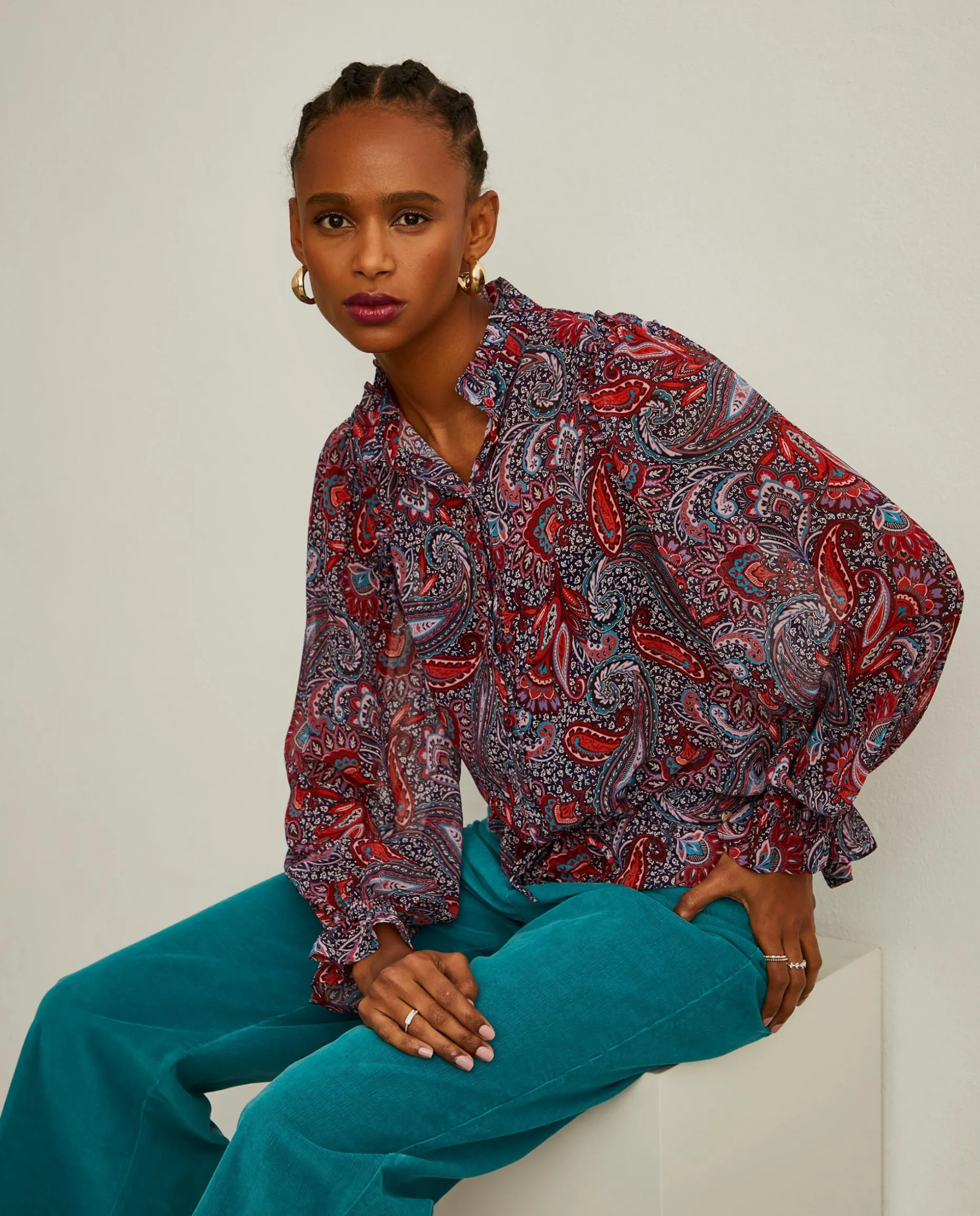 Blusa semitransparente com padrão cornucópias|LION OF PORCHES Hot