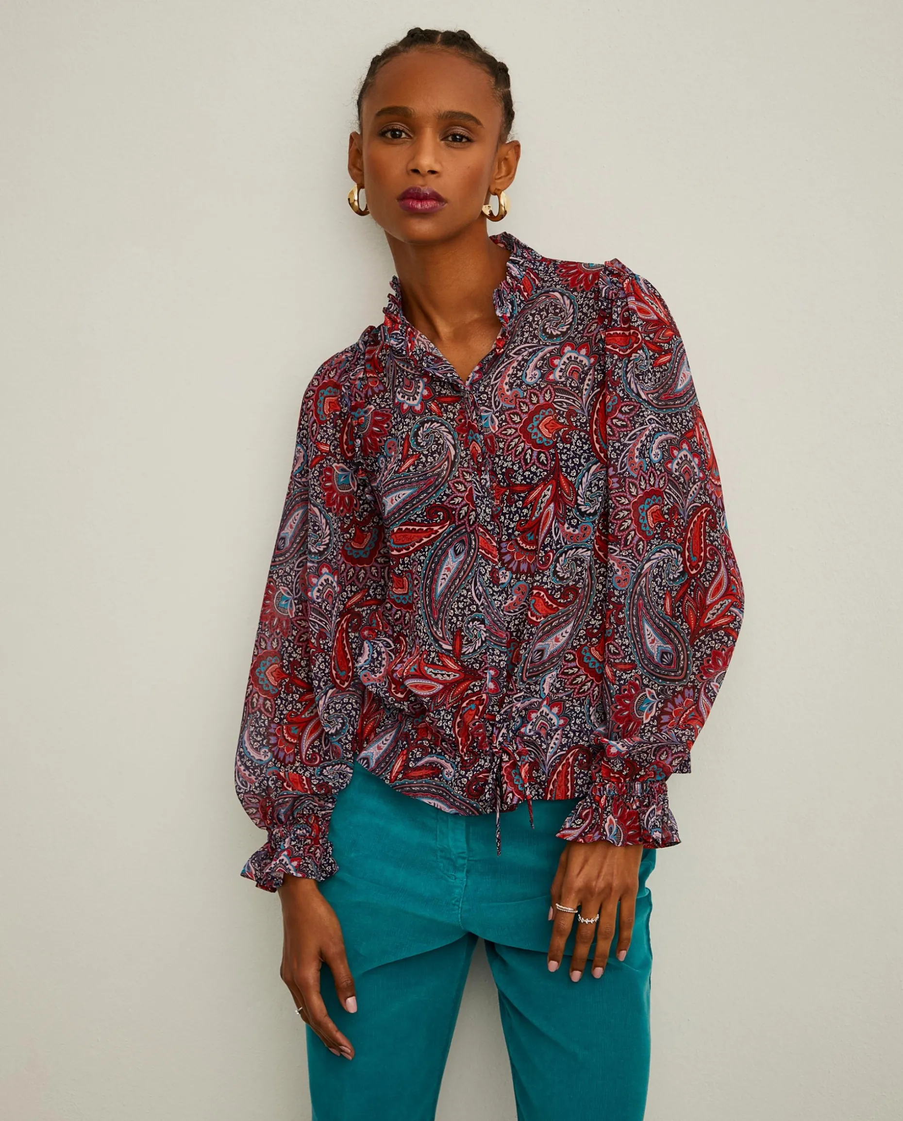 Blusa semitransparente com padrão cornucópias|LION OF PORCHES Hot