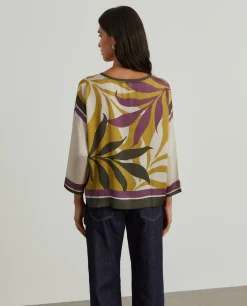 Blusa tropical decote em V|LION OF PORCHES Fashion