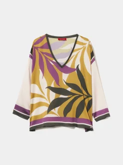Blusa tropical decote em V|LION OF PORCHES Fashion