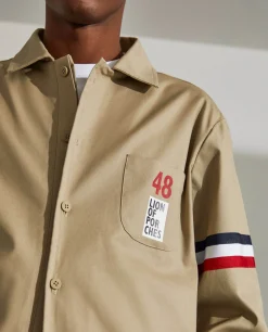 Blusão de algodão com pormenor de riscas e bolso no peito|LION OF PORCHES Store