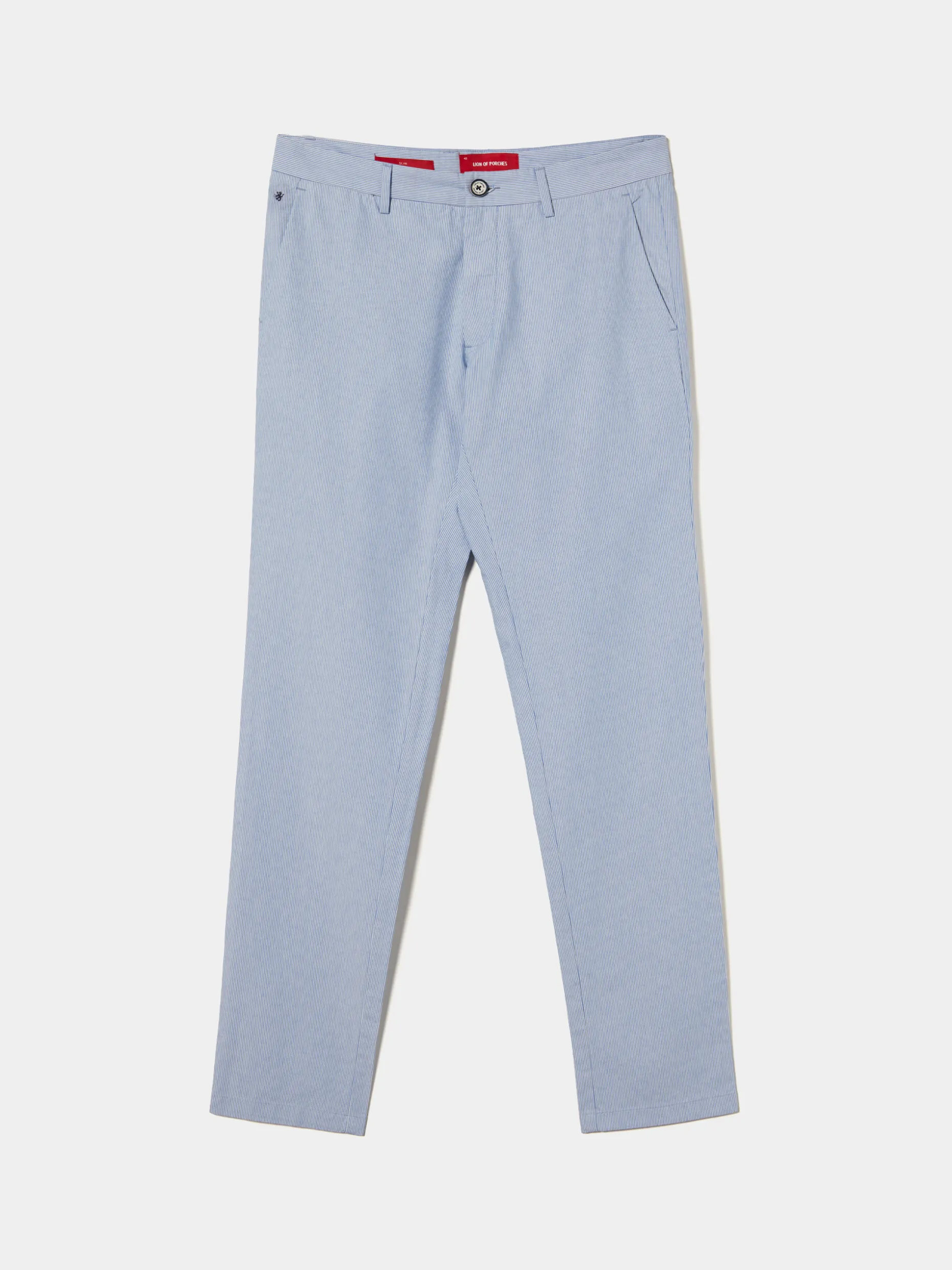 Calças chino slim fit padrão de riscas|LION OF PORCHES Best Sale