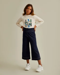 Calças denim com folho|LION OF PORCHES Discount