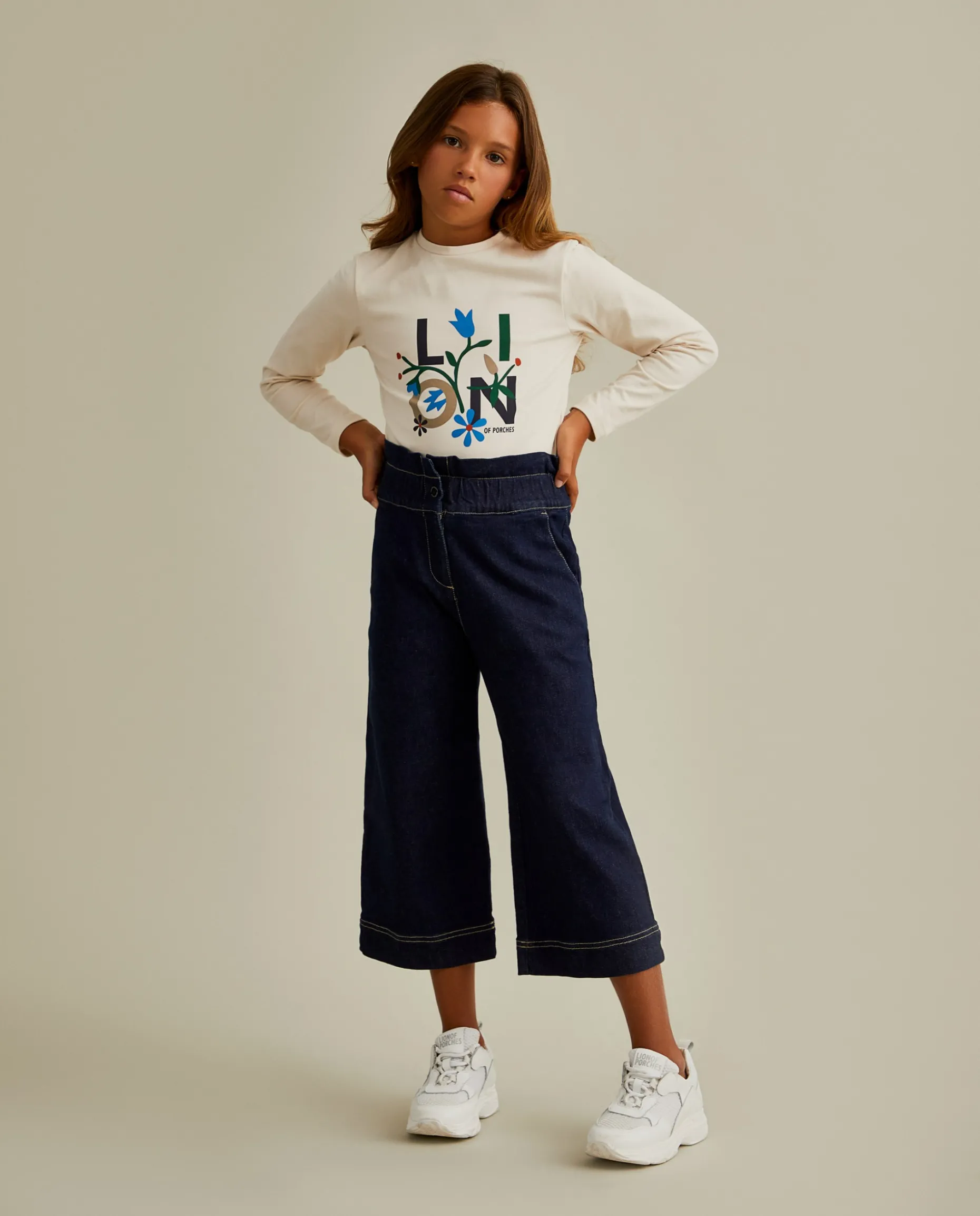 Calças denim com folho|LION OF PORCHES Discount