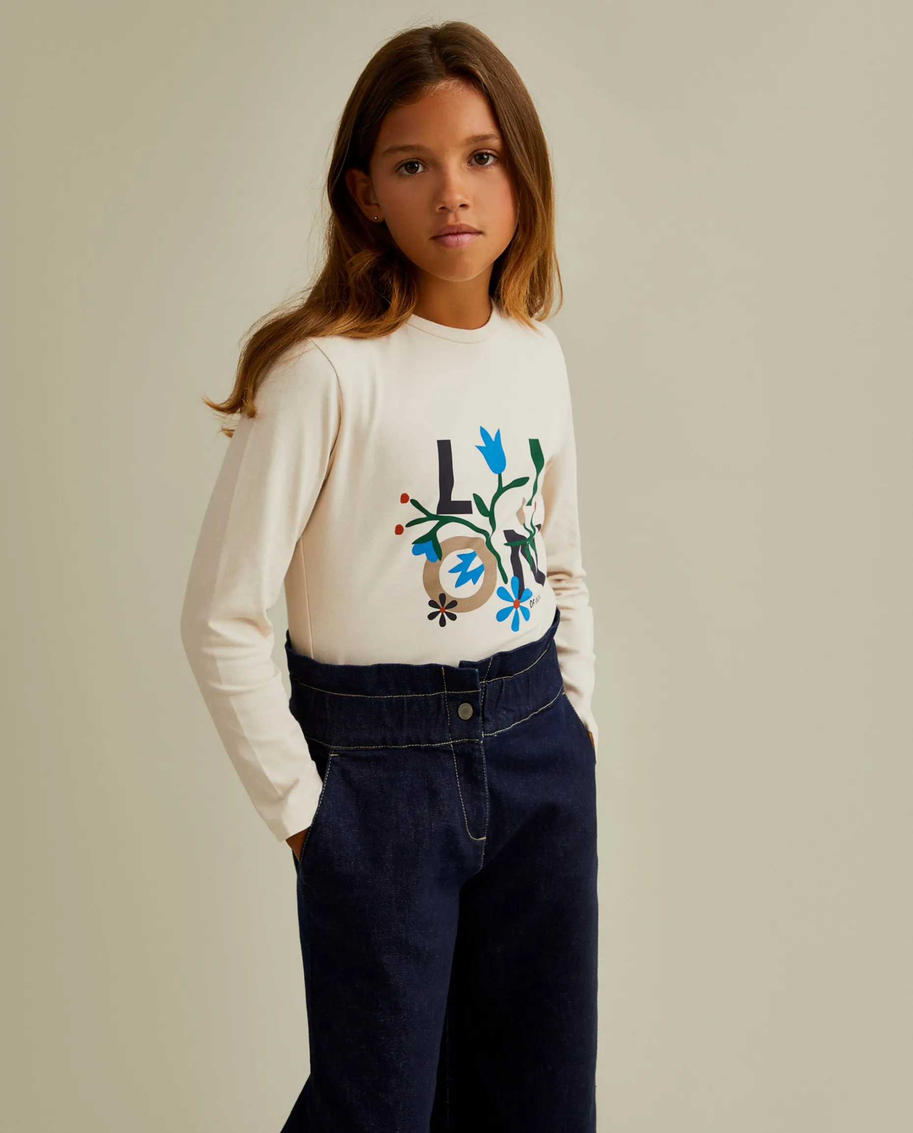 Calças denim com folho|LION OF PORCHES Discount