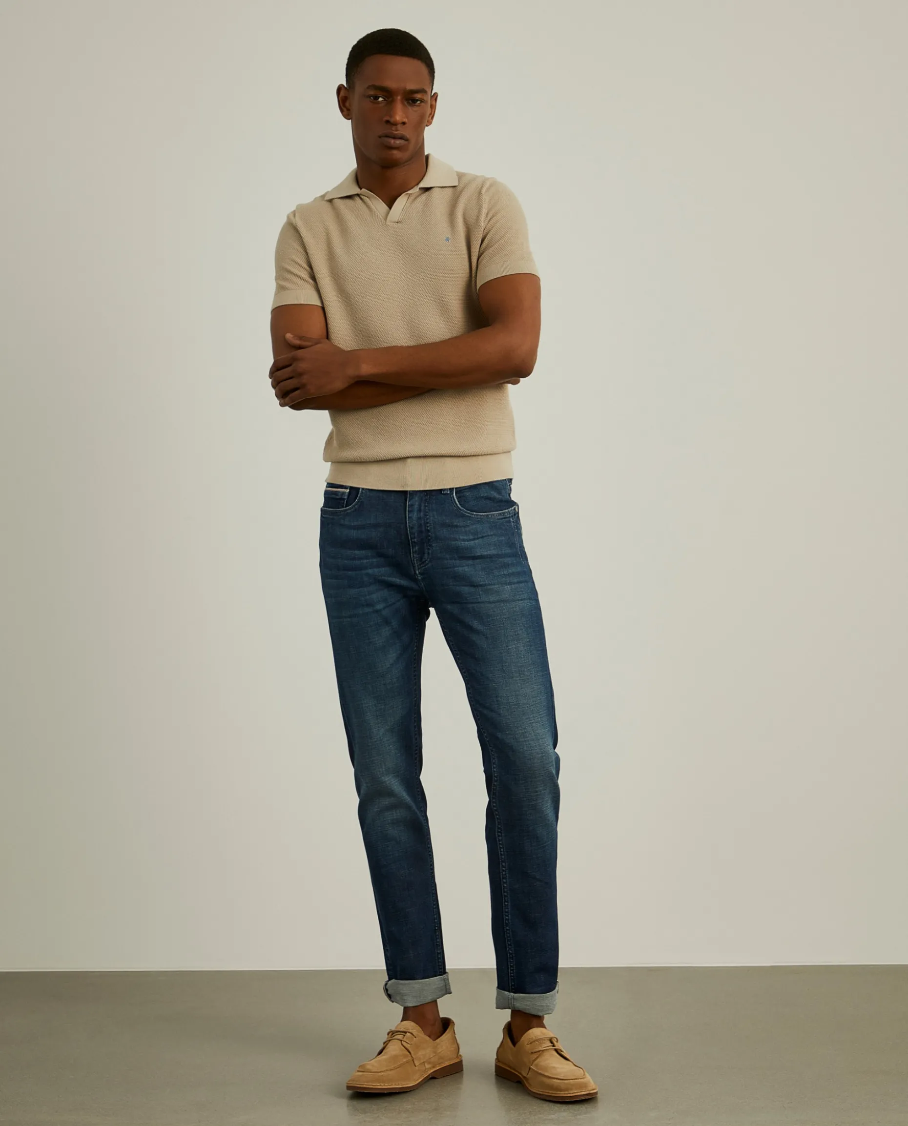 Calças denim lavagem escura slim fit|LION OF PORCHES Best Sale