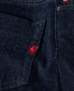 Calças denim lavagem escura|LION OF PORCHES Store