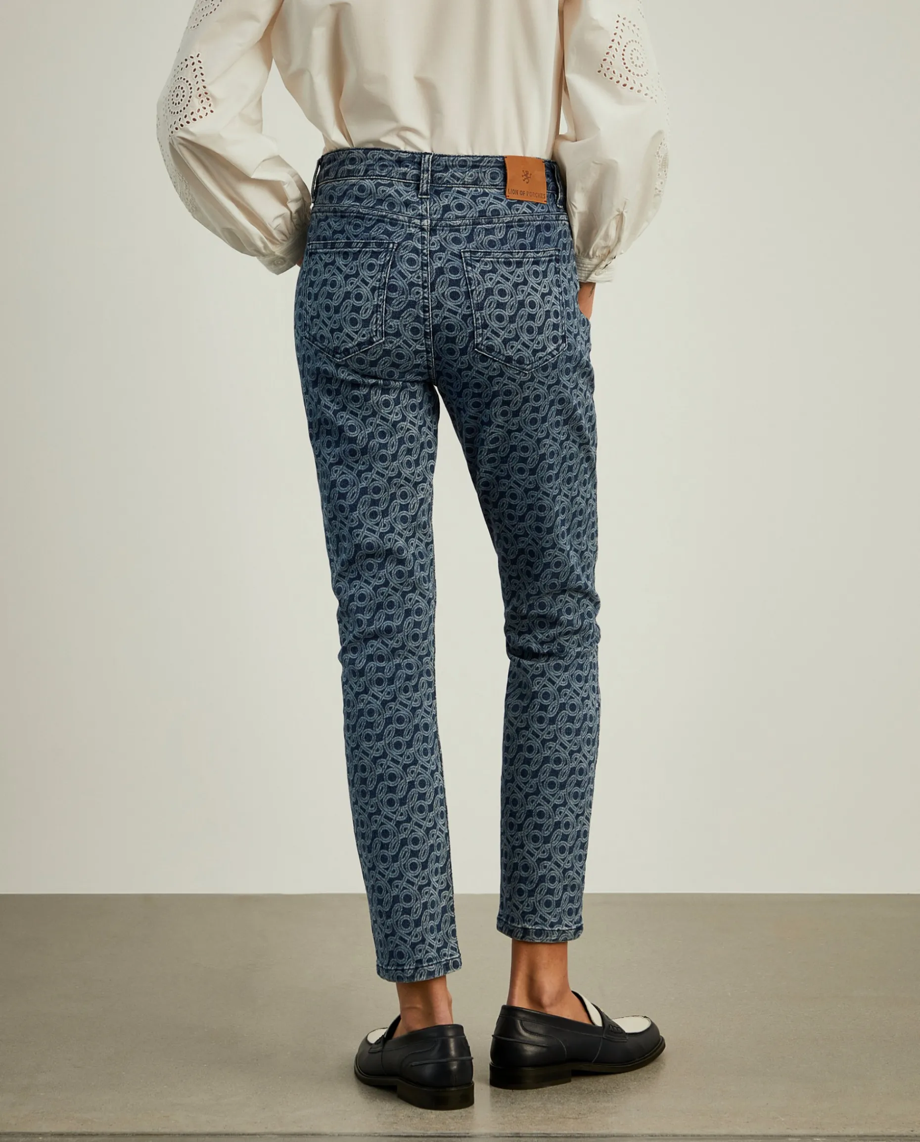 Calças denim regular fit com monograma|LION OF PORCHES Best Sale