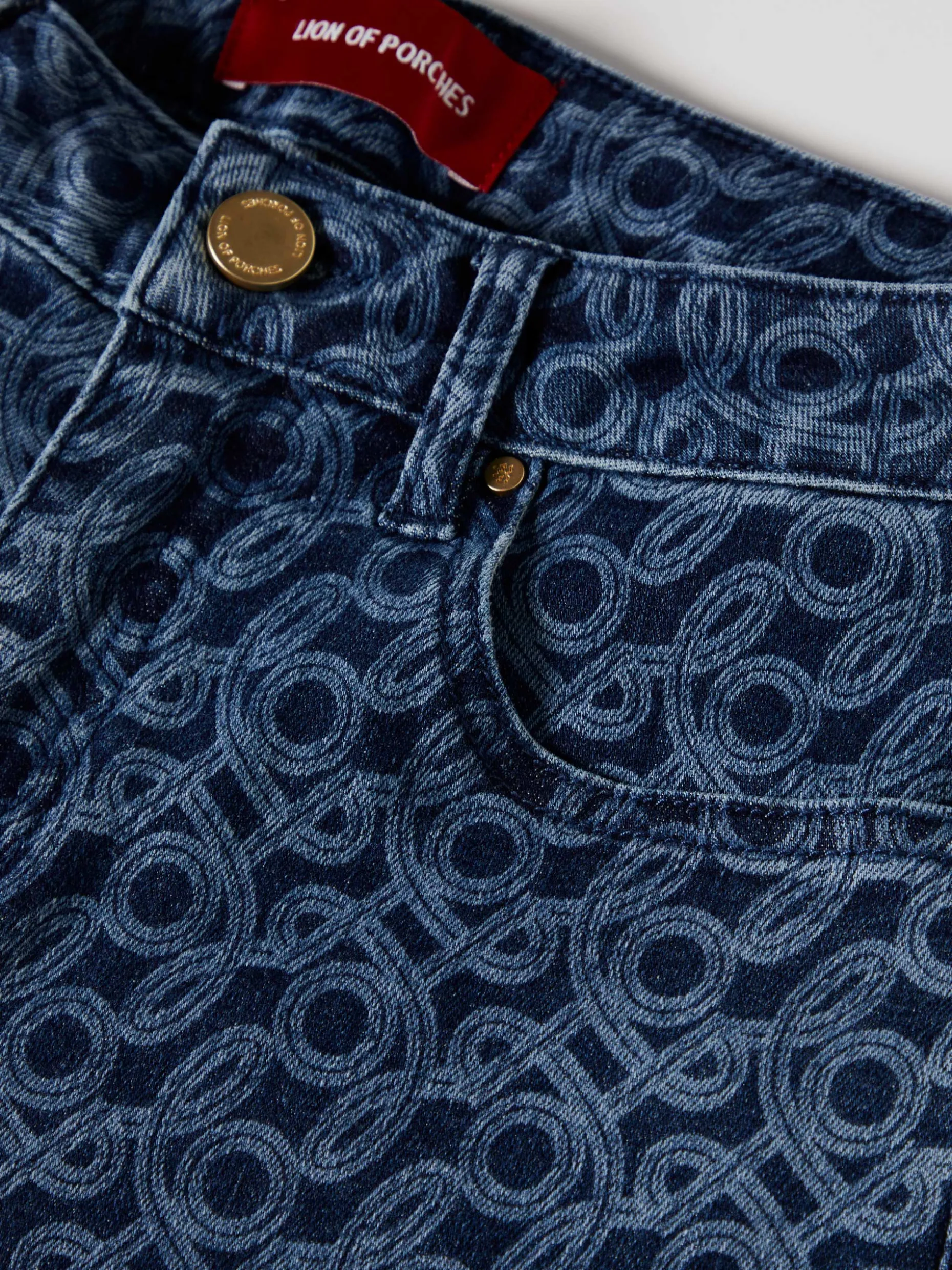 Calças denim regular fit com monograma|LION OF PORCHES Best Sale