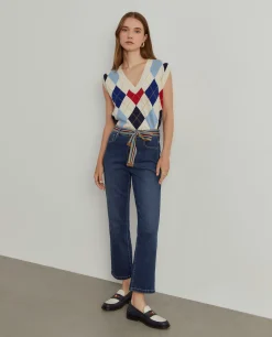 Calças denim regular fit com cinto|LION OF PORCHES New