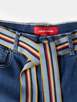 Calças denim regular fit com cinto|LION OF PORCHES New