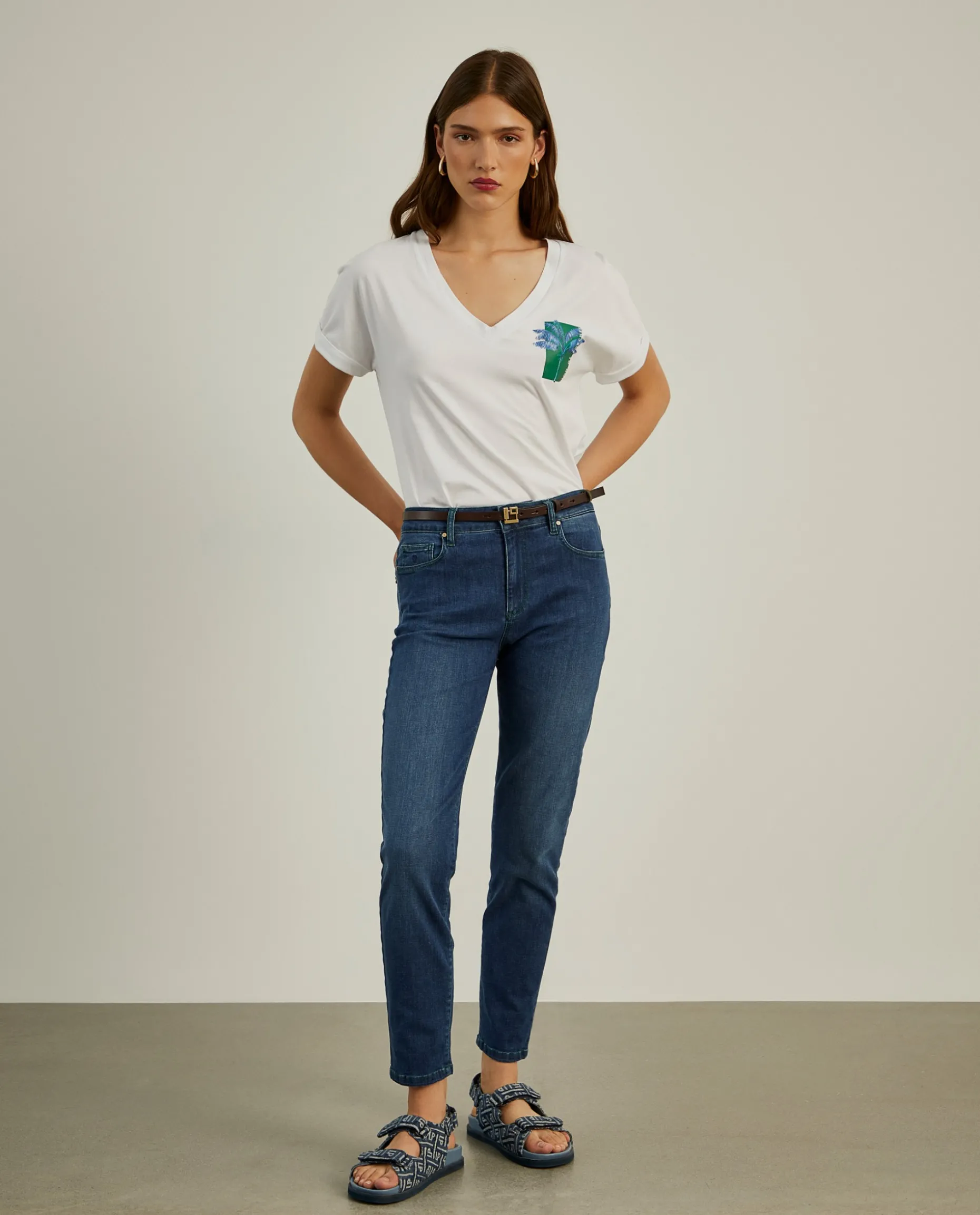 Calças denim regular fit de lavagem escura|LION OF PORCHES Shop