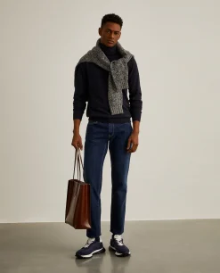 Calças denim regular fit lavagem escura|LION OF PORCHES Fashion