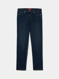 Calças denim regular fit lavagem escura|LION OF PORCHES Fashion