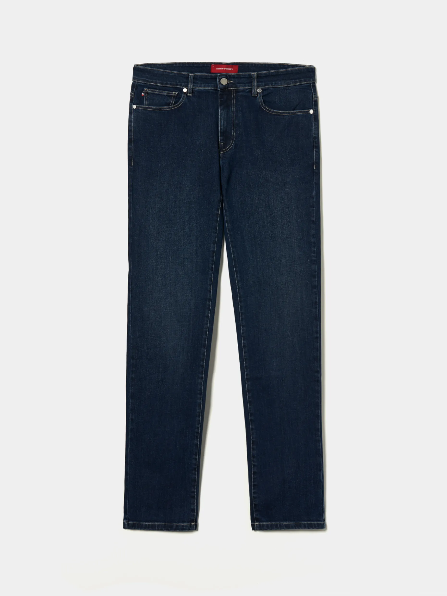Calças denim regular fit lavagem escura|LION OF PORCHES Fashion
