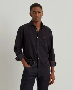 Calças denim regular fit lavagem escura|LION OF PORCHES Store