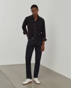 Calças denim regular fit lavagem escura|LION OF PORCHES Store