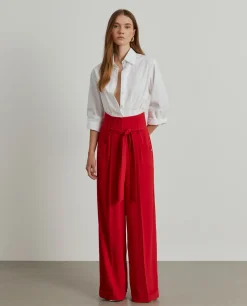 Calças pantalona com cinto|LION OF PORCHES Fashion