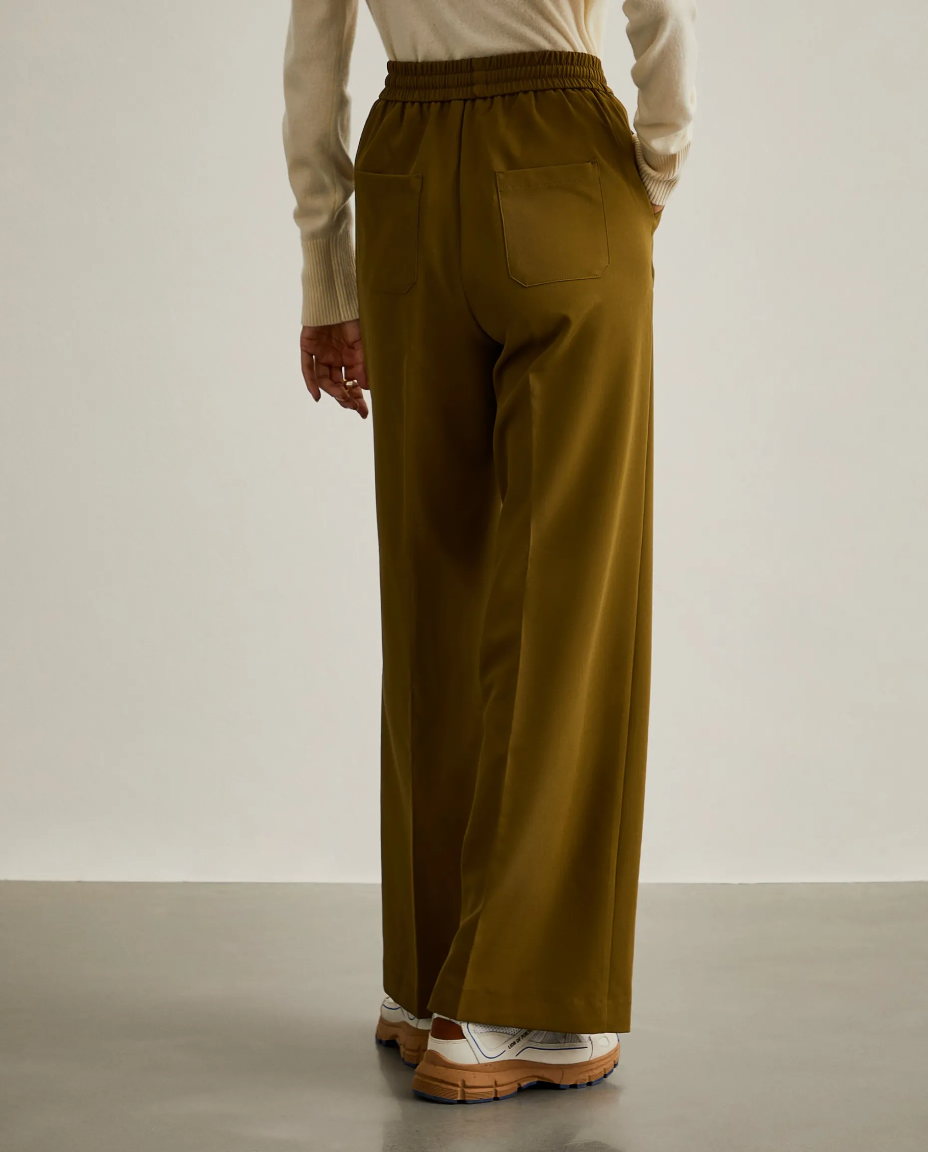 Calças pantalona com elástico na cintura|LION OF PORCHES Discount