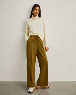 Calças pantalona com elástico na cintura|LION OF PORCHES Discount