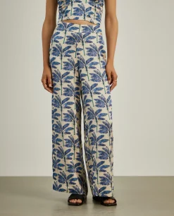 Calças pantalona com padrão de palmeiras|LION OF PORCHES Cheap