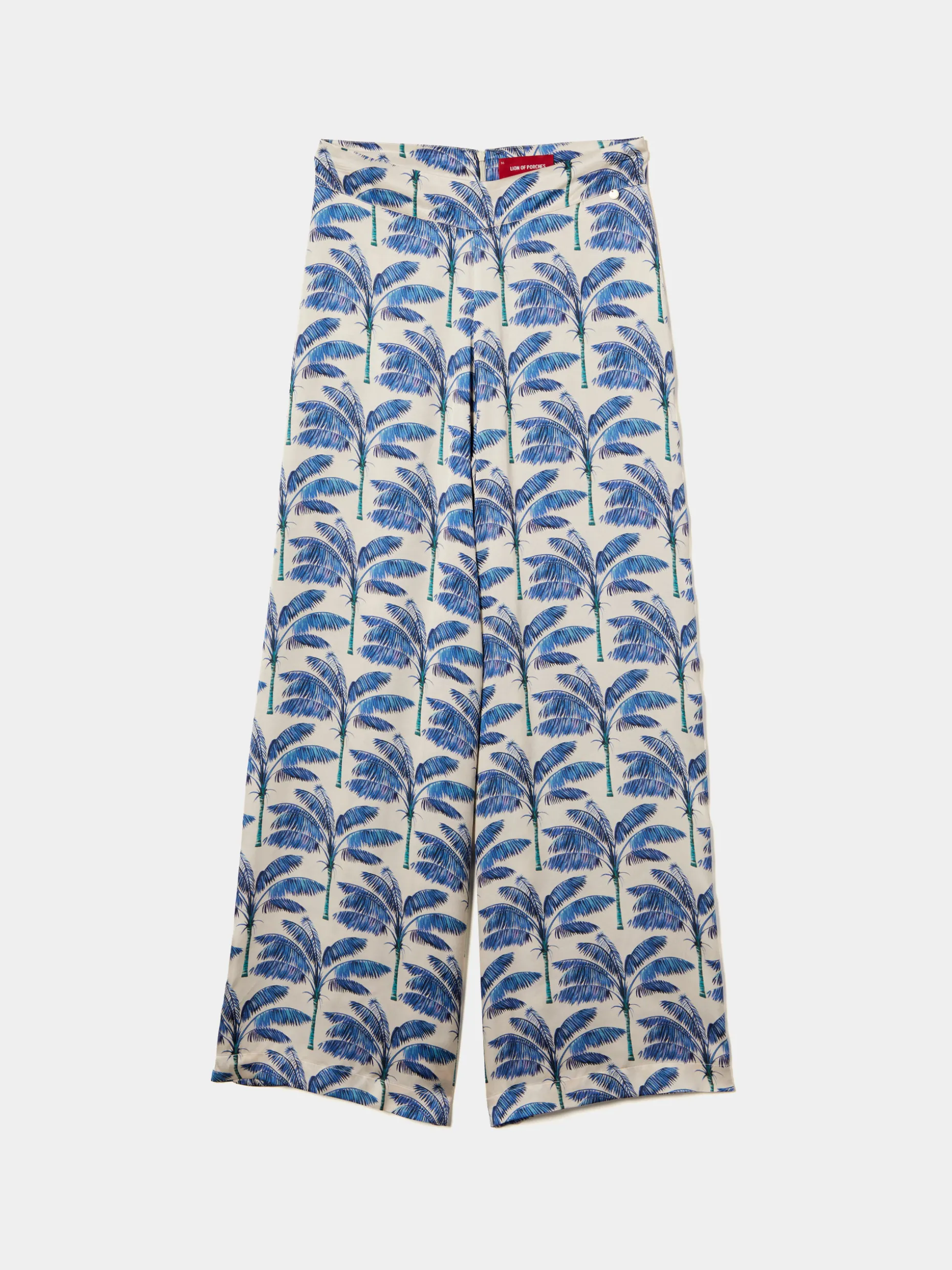 Calças pantalona com padrão de palmeiras|LION OF PORCHES Cheap