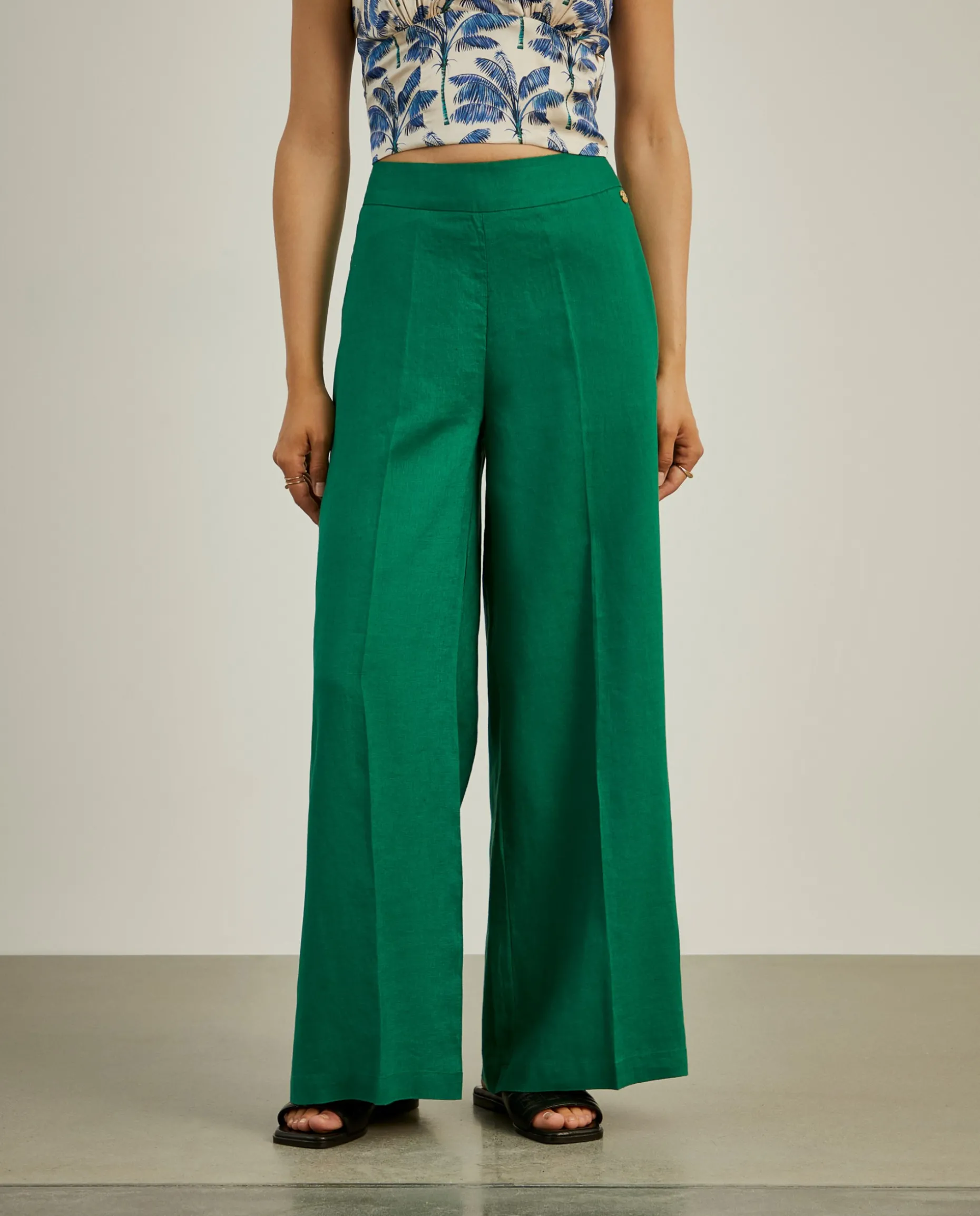 Calças pantalona em linho|LION OF PORCHES Discount