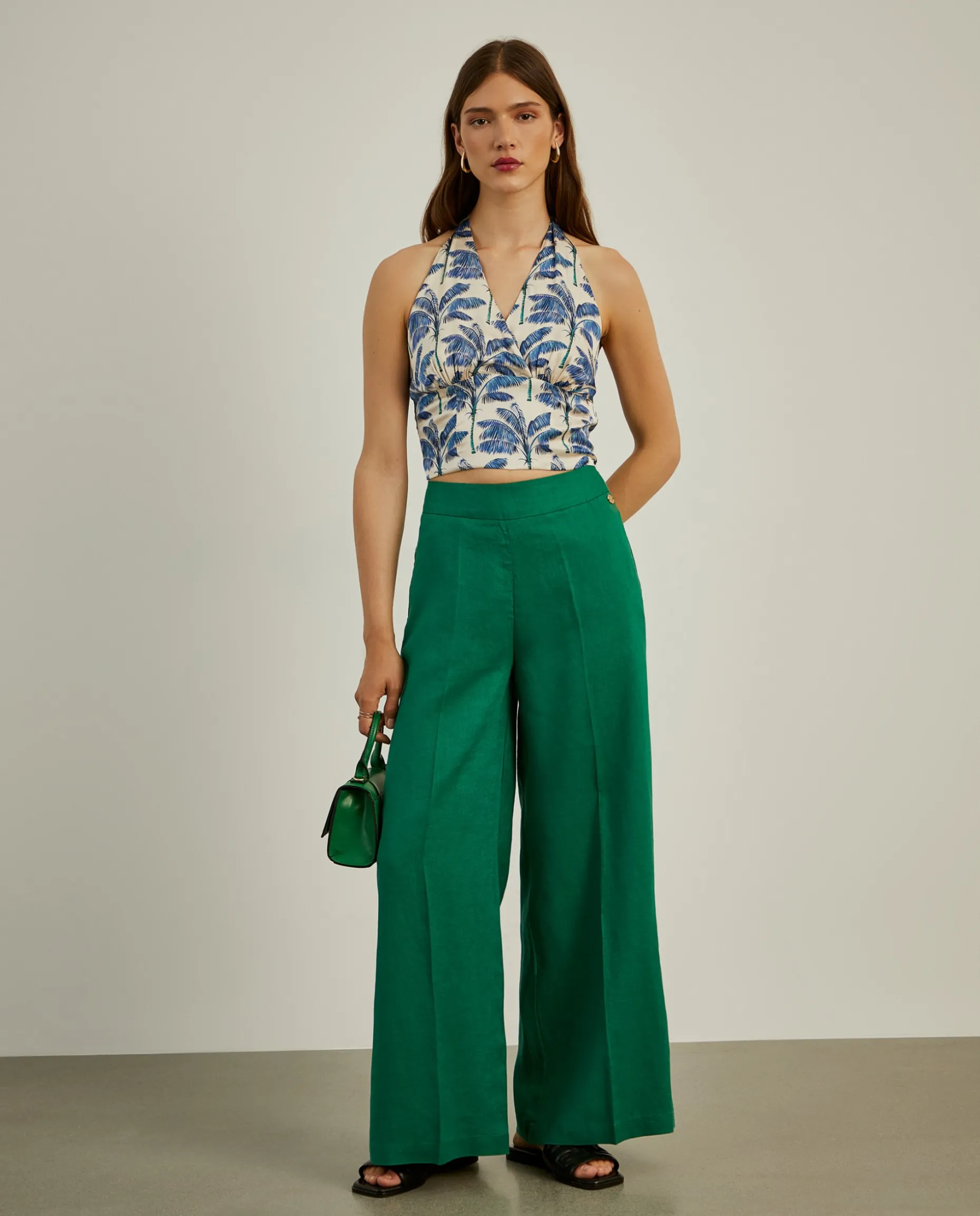 Calças pantalona em linho|LION OF PORCHES Discount