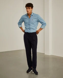 Calças slim fit com pregas|LION OF PORCHES Cheap